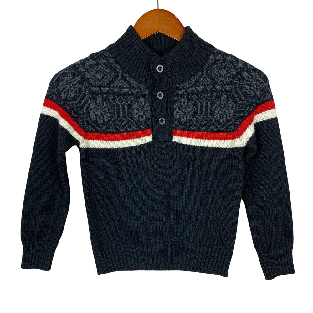 Peek Sweater Grey Black Pullover Wool Blend Boys M 6 7